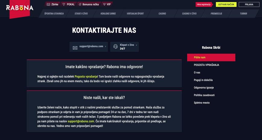 Podpora za uporabnike igralnice