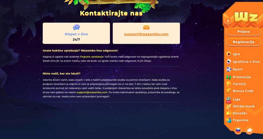 Podpora za uporabnike igralnice